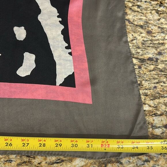 Anne Klein Vintage Hand Rolled Zebra Print Square Scarf - Picture 4 of 4